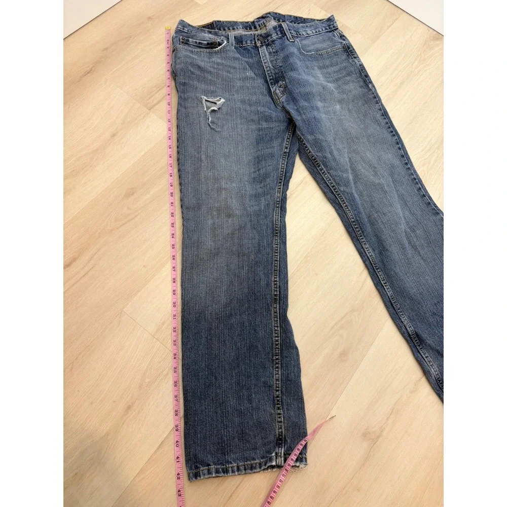 Levi 559 Relaxed Straight Jeans Mens 38x32 Blue Distressed Denim Workwear Skater